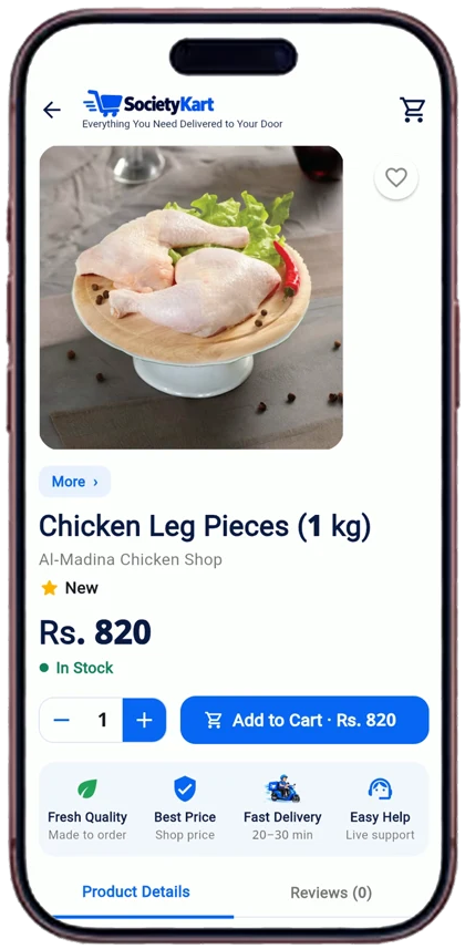 Society Kart app screens: product page on an iPhone